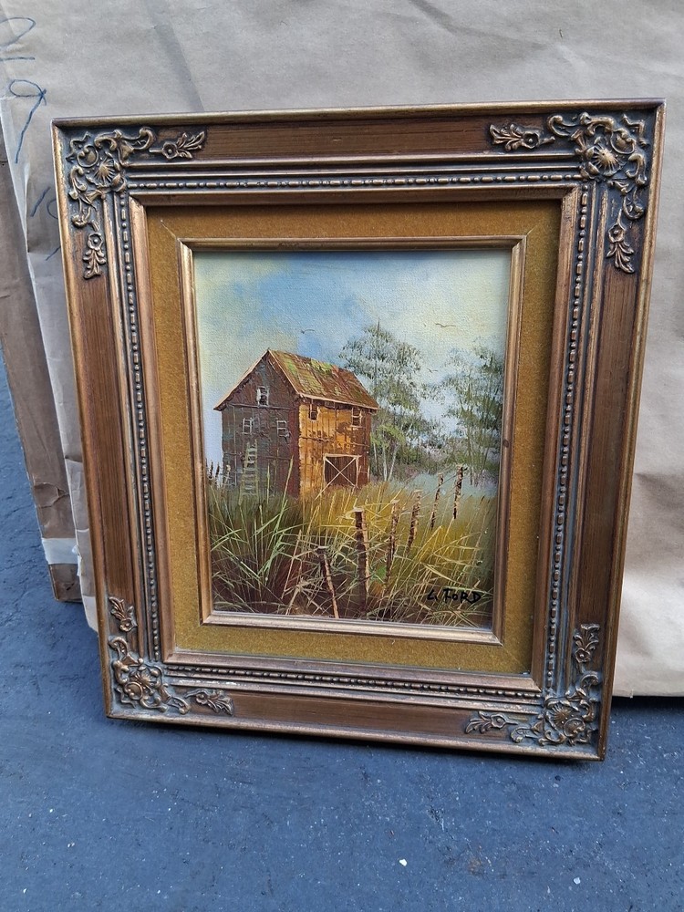 Vintage Original Oil Painting, Signed L Ford, Framed 13×15 1/4″