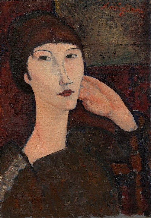 Oil painting Adrienne-Woman-with-Bangs-1917-Amedeo-Modigliani-oil-pain on canvas