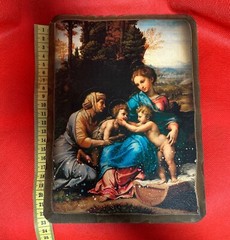 🙌Painting on wooden base print on canvas vintage 1960s Length 9inch Width 6.3