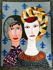 Acrylic On Cardboard 24×18 In Cuban Art GRISEL OFELIA „AMIGAS“