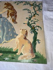 VTG 1950s Paint By Number Little Girl & Kittens Storybook Coquette Art 16×20