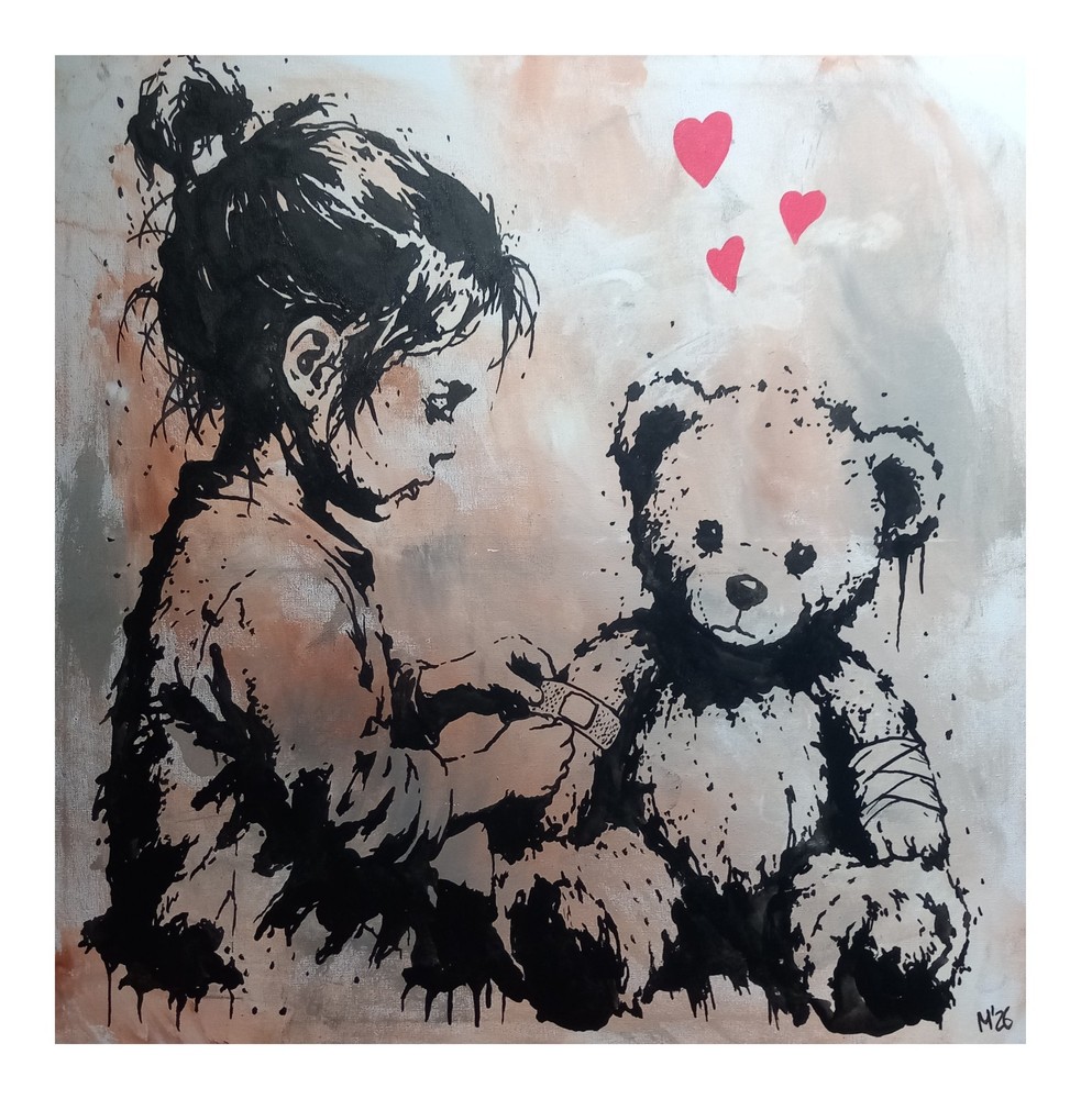 Original street art painting urban art canvas in Banksy style unique hand painted