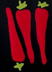 ACEO Original Acrylic Hot Red Pepper Veggie Art by Bri Sander 3.5 x 2.5 OOAK ATC