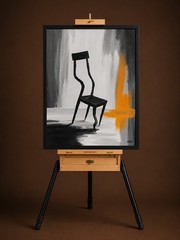 Original Abstract Chair Painting 16×20 Acrylic on Canvas Framed Modern Artwork