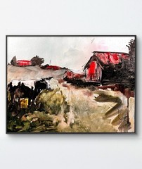 Original Abstract Expressionism 11×14 Cow Handmade Signed Unique Fine Art 76