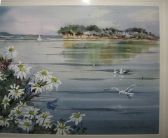 Edie Pyle Hopkins Flowers Daisies on the Coast WC Listed Maryland Artist
