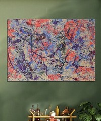 64”X44” Jackson Pollock style canvas ￼painting Acrylic,Abstract, Modern,Large