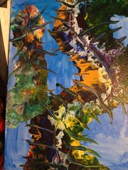 Mercy Island Painting. 15 1/2in by 12 1/2 In. Hand Painted Abstract painting