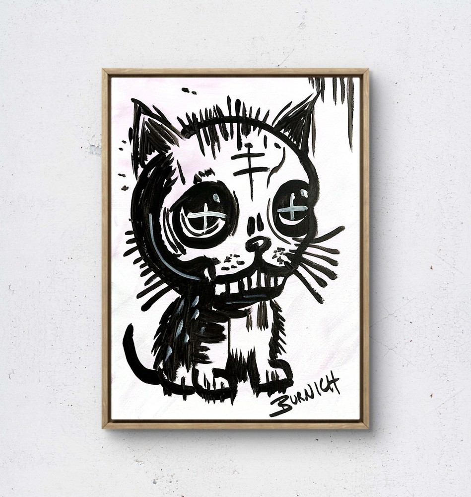 WB Animal Skull Original Art 12×16 Canvas Abstract Pop Painting Modern Design
