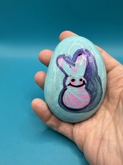 Hand Painted Rock Purple White Flower Easter, Egg Decor Spring Gift Home Decor