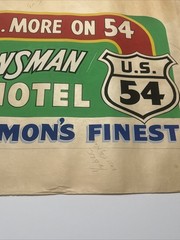 Antique Painting Route 54 Illustration Large AAA Guymon Texas Motel Trade Sign
