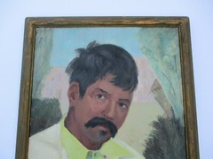 ANTIQUE OLD MEXICAN PORTRAIT PAINTING MEXICO SOUTH AMERICAN MYSTERY ART WPA ERA