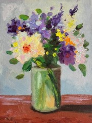 Original Oil Painting Flowers Canvas Impasto Floral Still Life Art Decor Signed