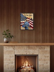 USA Anniversary, Patriotic Cowboy Original Acrylic Painting 11×14 Signed Canvas