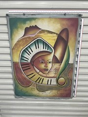 Original Haitian oil hand painting 30inx40in music women piano musical notes