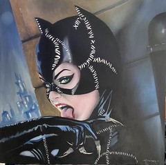 CATWOMAN Michelle Pfeiffer , 24×24 Oil Painting On Canvas By Arsenio Echevarria