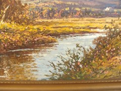Antique William Paskell New Hampshire Fall Landscape O/C Painting