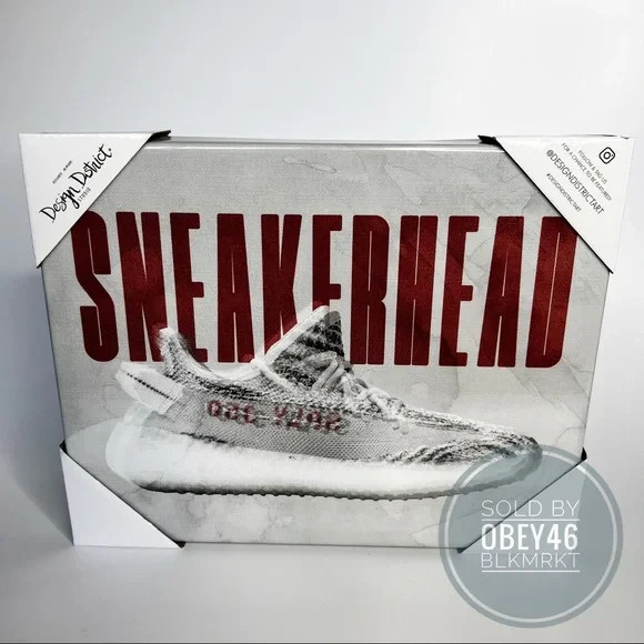 Design District X Adidas Yeezy V2 Zebra Sneakerhead Wall Art New 14×11