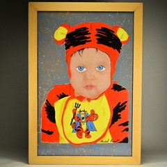 RAMOS Original Vintage Signed Winnie Pooh Tigger Costume Child Portrait Painting