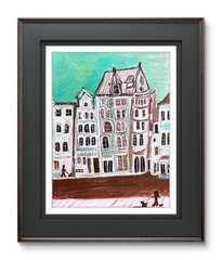 Amsterdam Street Scene Painting Original Acrylic Dutch Cityscape Stroopwafel