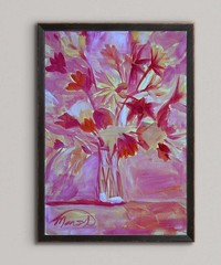 Original Bold 11×14 Impressionist Floral Painting Acrylic Canvas Signed Decor