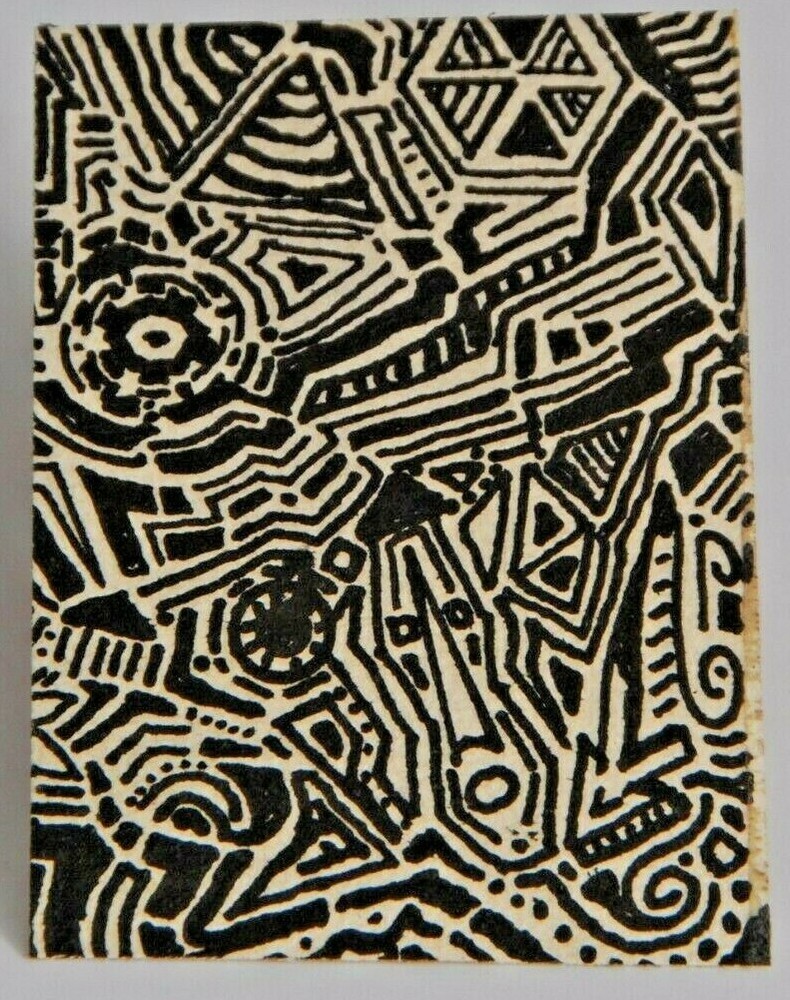 the mask ACEO Zen Doodle Tangle Design Pen & Ink on heavy paper 2-1/2 x 3-1/2″