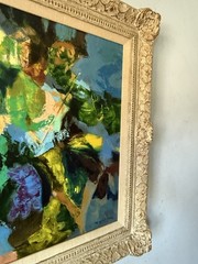 LUCIEN RUOLLE VINTAGE FRENCH MODERN ABSTRACT OIL PAINTING MUSCIAN DANCER 1968
