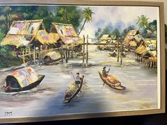 Monsoon Time Thailand Oil Painting NEWLY FRAMED 30 X 20
