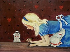 ACEO RYTA Alice In Wonderland Art print of painting illustration The Secret Door