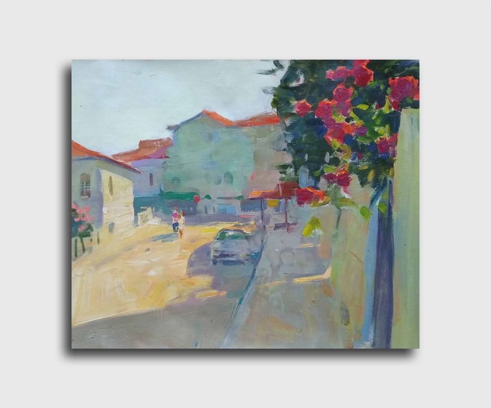 Oil painting Street Ukrainian painter Canvas Decor Unframed original landscape