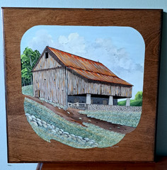 Dick Wilson Pennsylvania Bank Barn Painting on Wood Original Art Signed Vintage