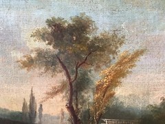 18th Century Romantic Gallant Scene Park Lovers in Garden Versailles Oil Canvas