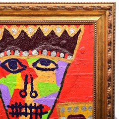 JEAN MICHEL BASQUIAT & ERO Original Vintage Signed 1986 King Midas Oil Painting