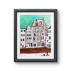 Amsterdam Street Scene Painting Original Acrylic Dutch Cityscape Stroopwafel