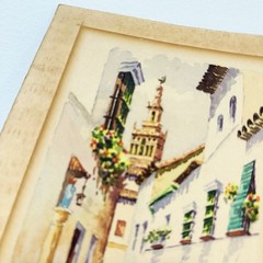 E.D Lemaire LeMarie? Seville Spain Watercolor Painting 6 3/8” X 8 7/8” Vtg