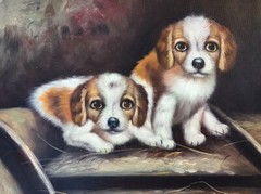 10″x8″ 100% Hand Painted Oil Painting on Canvas-unframed-Cute dog Puppy Animal