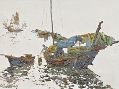 Y. W. Leung “Hong Kong Harbor”Original Oil on Canvas Painting Framed Ca. 1980s