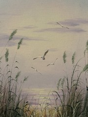 Authentic Catherine Parker Melton Seascape Oil Painting Canvas Pink Frame