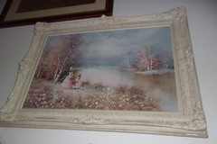 ALFRED DUPONT (ORIGINAL). Mother and child. Signed. 44×32″ huge painting. framed