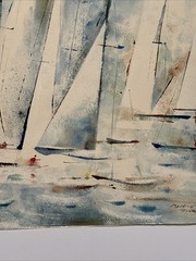 EXPRESSIONIST PAINTING SAILING MODERNIST MAURICE SILBER NAUTICAL ART FAMOUS