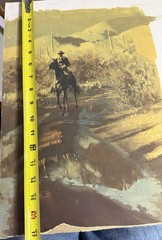 Original Painting Western Illustration Art Cowboy on Horse Desert 1970’s