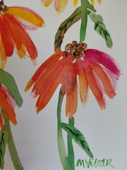 MONA VIVAR 15 x 10.2 Abstract Floral Art on Paper – Colorful Modern Design