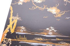Vietnam Nambrau Art 15.25 x 23.75 Gold Black Lacquer Painting on Board Folk Art