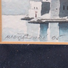 Mery Ortolio-Biocic Original Miniature Watercolor Coastal Fortress Painting 2005