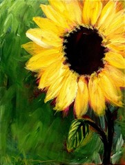 Mary Myers Original Abstract Expressionism 11×14 Sunflower Signed Fine Art