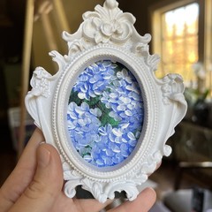 Abstract hydrangea ,flowers,original miniature Painting,small,mini,framed