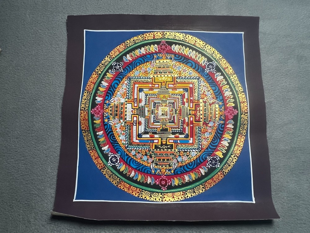 Kalachakra Mantra Mandala Thangka Multicolored Gold original Hand painted Thanka