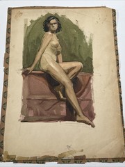 Antique Painting Pretty Woman Women Female Model Mystery Illustration 1930’s LOT