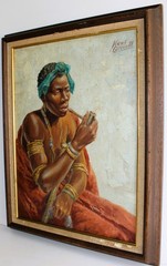 KENT COTTRELL 1887-? OIL PAINTING WOOD PANEL SIGNED LISTED SOUTH AFRICAN WOMAN