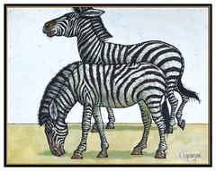 Keith Ingermann Original Oil Painting On Board Zebra Nature Signed Framed Art